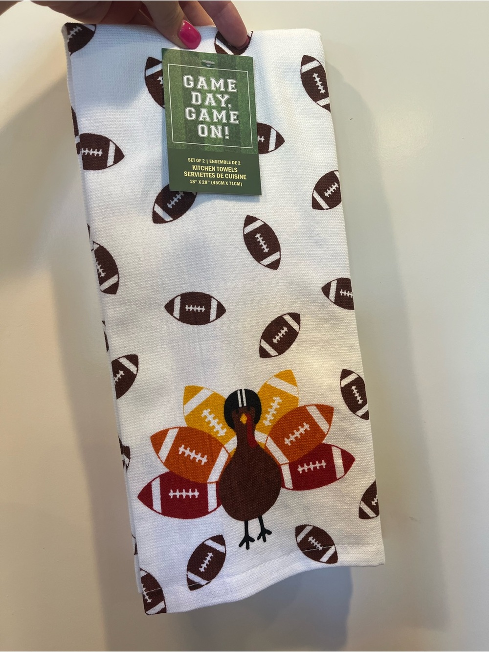 Set of 2 Game Day Football Thanksgiving Turkey Kitchen Towels